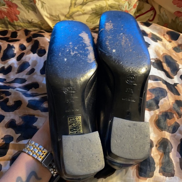 Chanel Black Leather Ballet Block Low Heel 7.5 - Picture 8 of 13